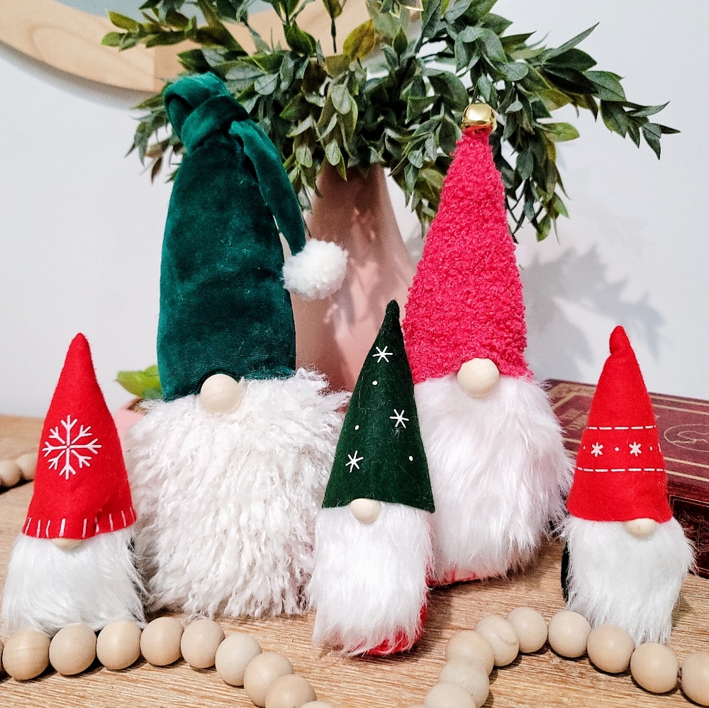 Gnome Christmas decor set of 5. Christmas holiday cute